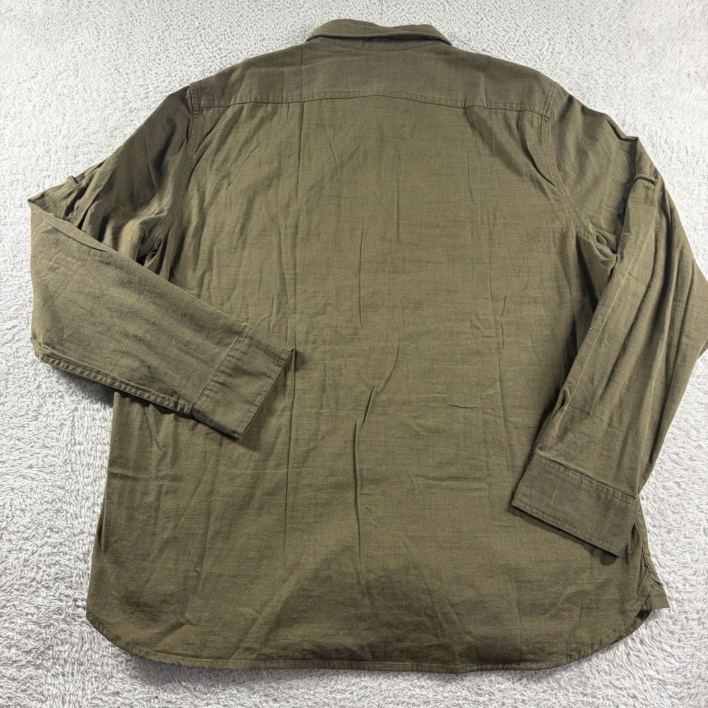 Rock Republic Shirt Mens XXL Stretch Olive Green Pockets Utility Herringbone - Picture 4 of 12